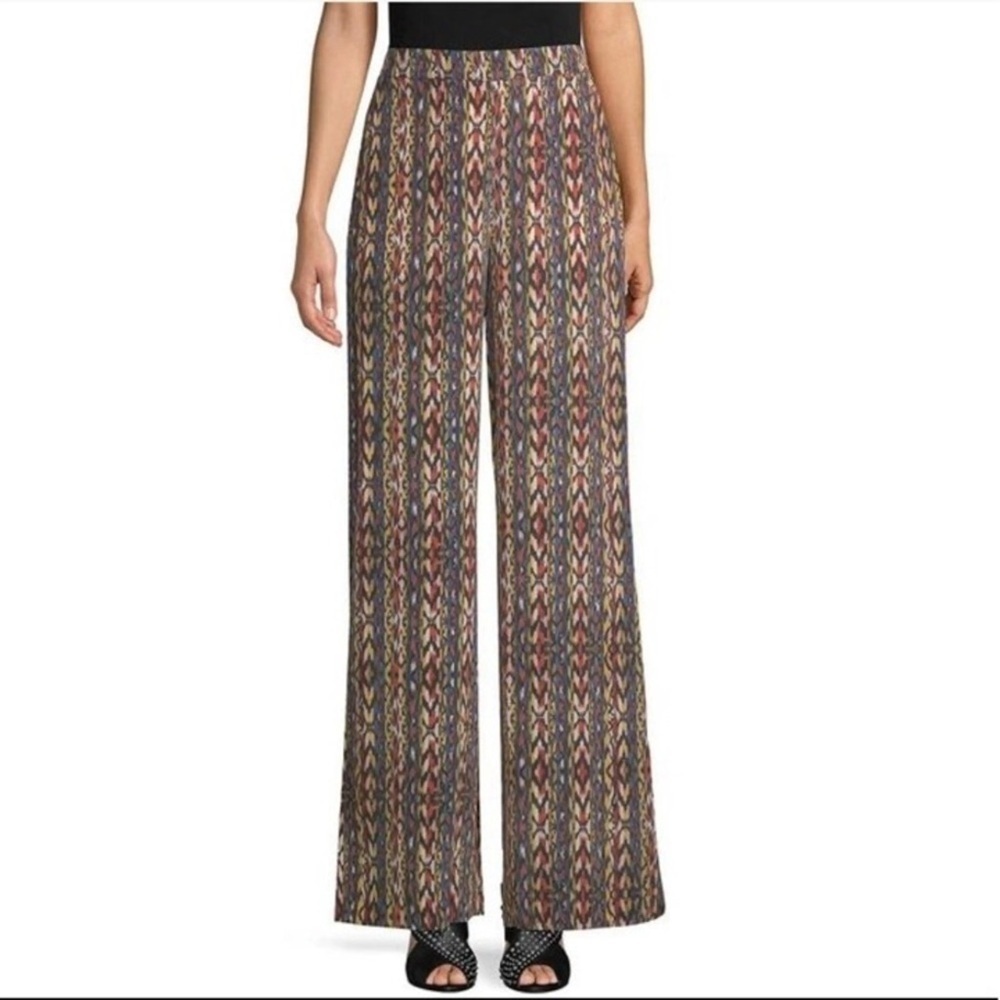 RONNY KOBO 100% Silk Aztec Wide Leg Pants